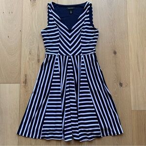 White House Black Market Navy and White Sleeveless Striped Dress in Size 2